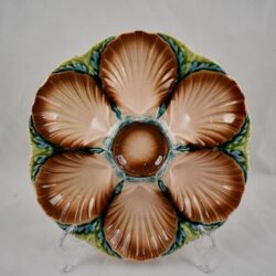 Sarreguemines Majolica Seaweed & Shell Oyster Plate - SOLD